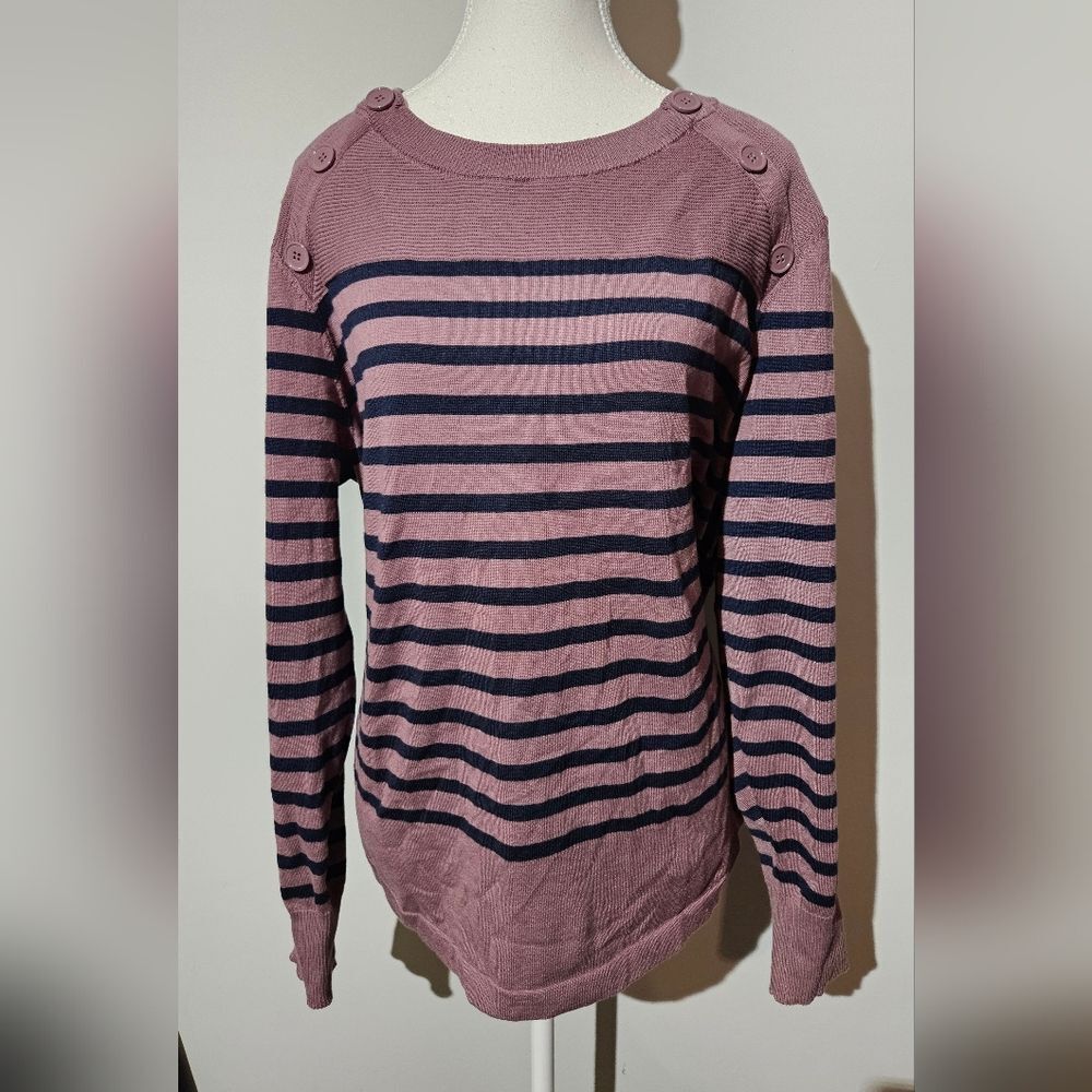 Liz Claiborne Button Trim Fine Knit Sweater Plus Size 2X